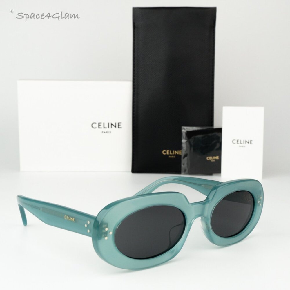 Celine Women Sunglasses Light Green Grey Geometric CL40276U 3 DOTS 93N BRAND NEW